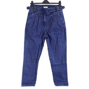 NWT Sezane High Waisted Francky Pants with Belt Fastening in Blue US Size 6